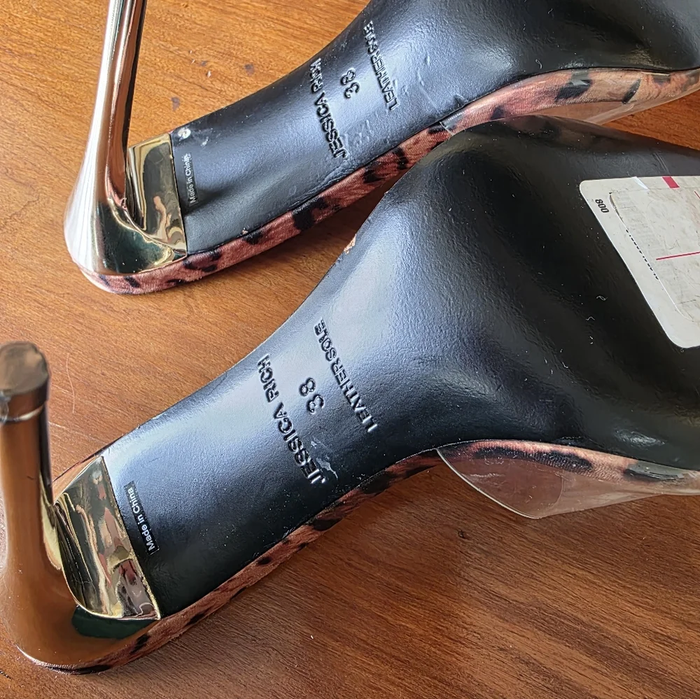 Jessica Rich Racy Mule Leopard Heels NWT - Picture 3 of 5